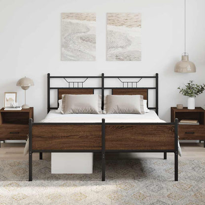 Bed Frame without Mattress Brown Oak 140x190 cm Engineered Wood