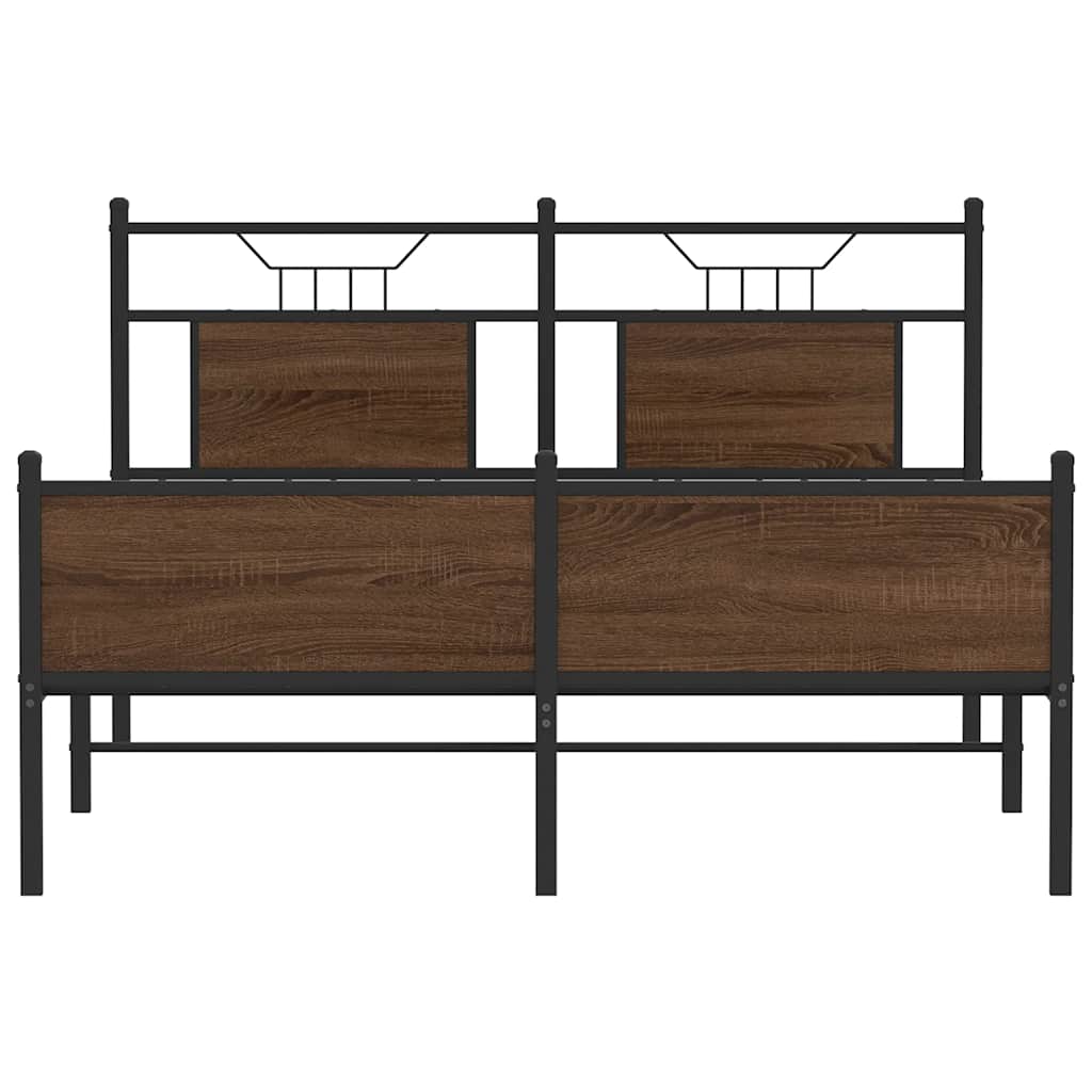 Bed Frame without Mattress Brown Oak 140x190 cm Engineered Wood