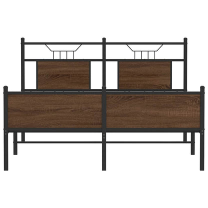 Bed Frame without Mattress Brown Oak 140x190 cm Engineered Wood