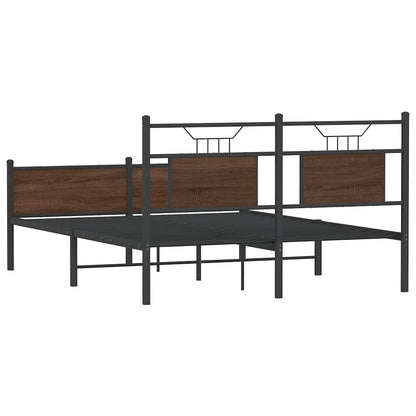 Bed Frame without Mattress Brown Oak 140x190 cm Engineered Wood