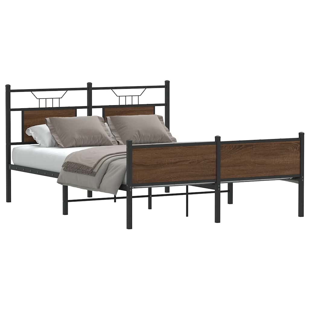 Bed Frame without Mattress Brown Oak 140x190 cm Engineered Wood