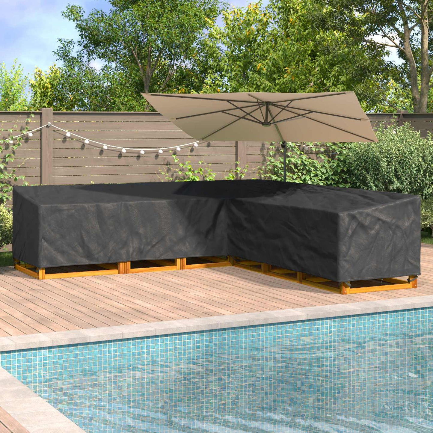 Furniture Cover Black 300 x 300 x 80 cm 600D Oxford Fbric