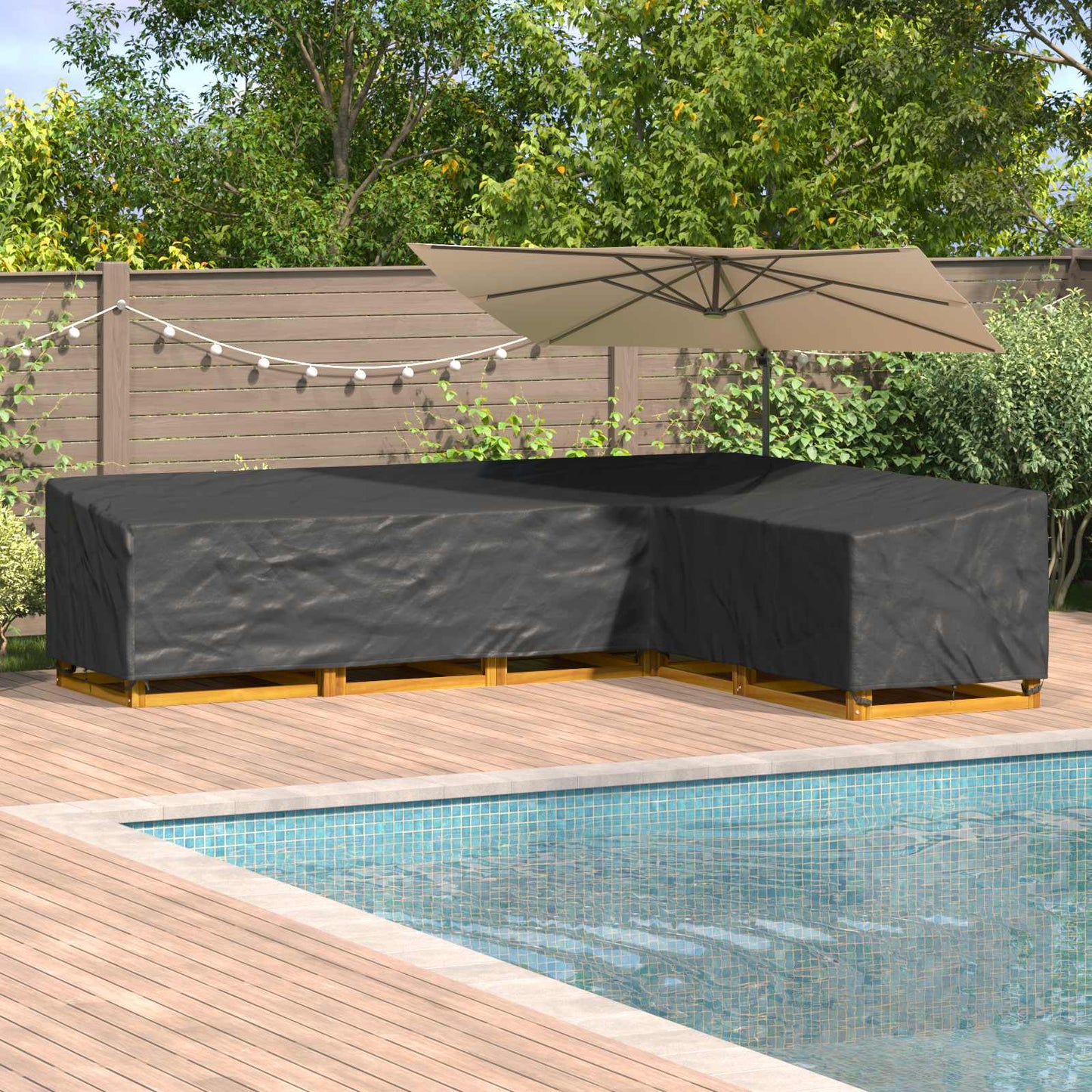 Furniture Cover Black 355 x 275 x 80 cm 420D Oxford Fbric