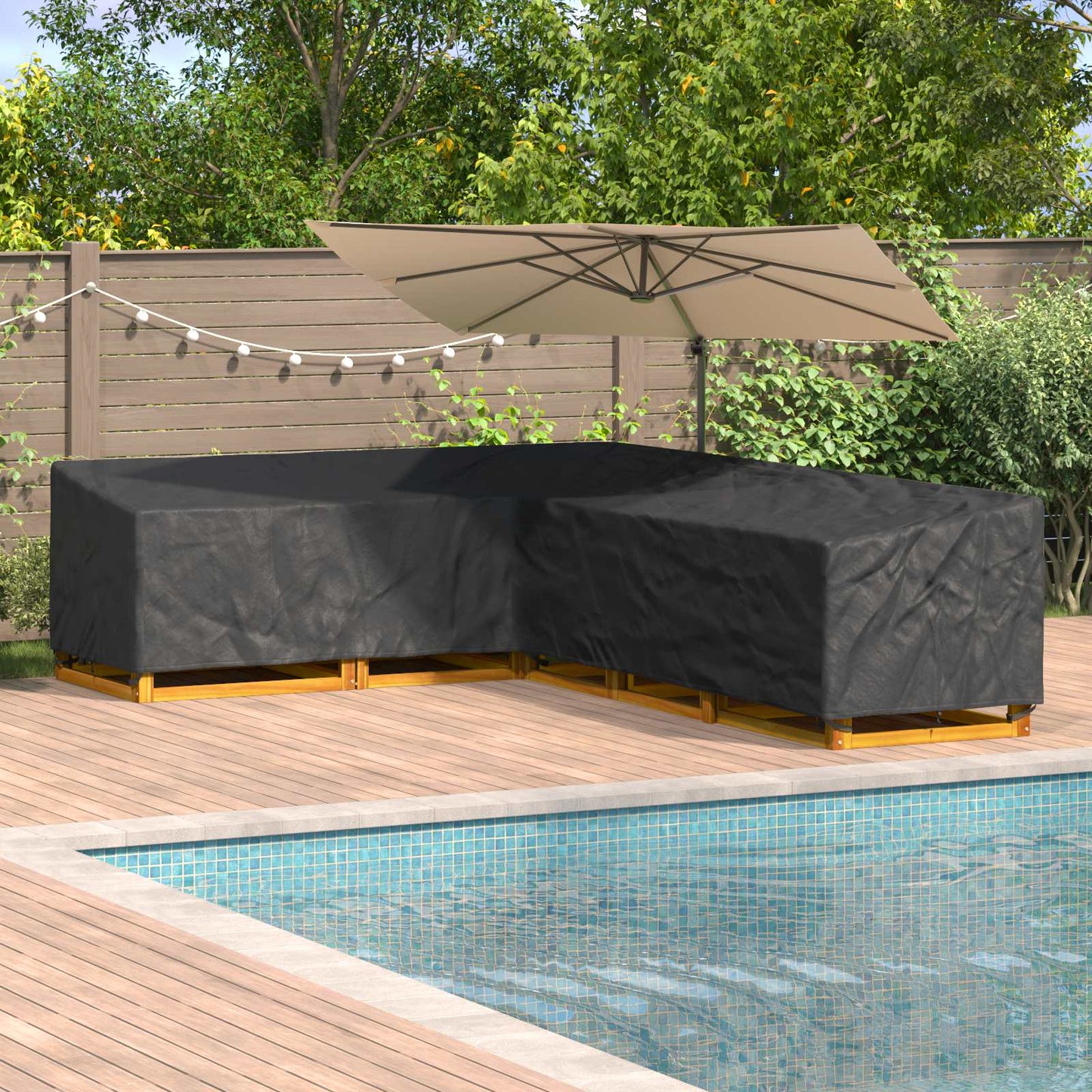 Furniture Cover Black 355 x 275 x 80 cm 210D Oxford Fbric