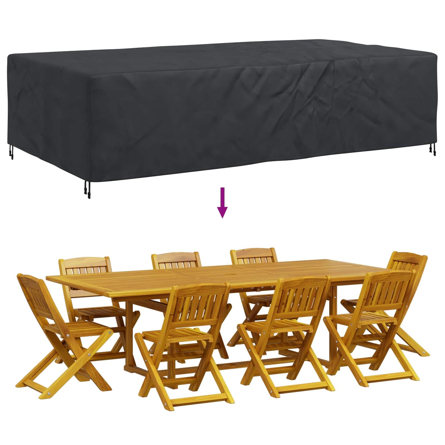 Furniture Cover Plain Black 315 x 180 x 74 cm 420D