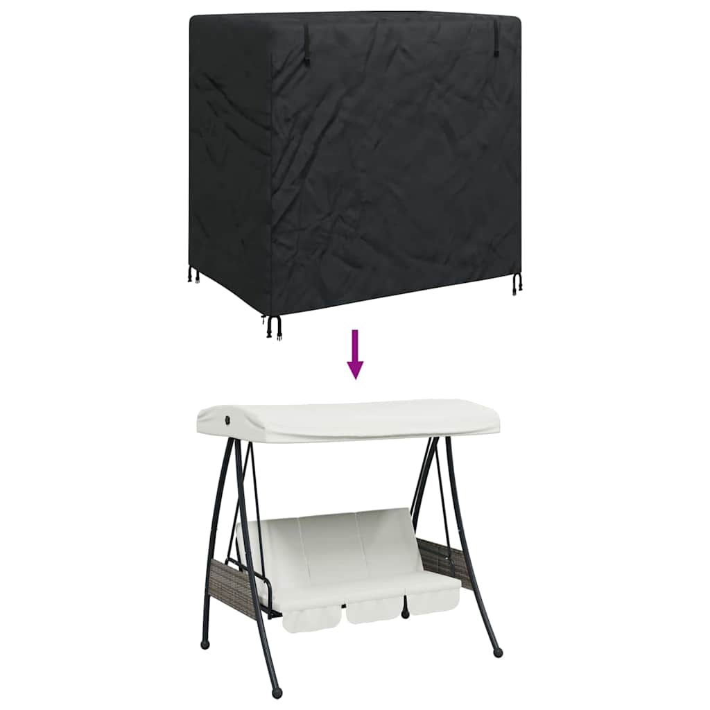 Outdoor Swing Cover Black 175 x 125 x 180 cm 600D Oxford Fabric