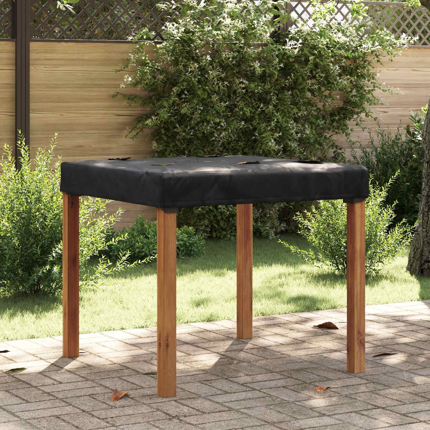Table Cover Plain Black 112 x 112 x 15 cm Fabric