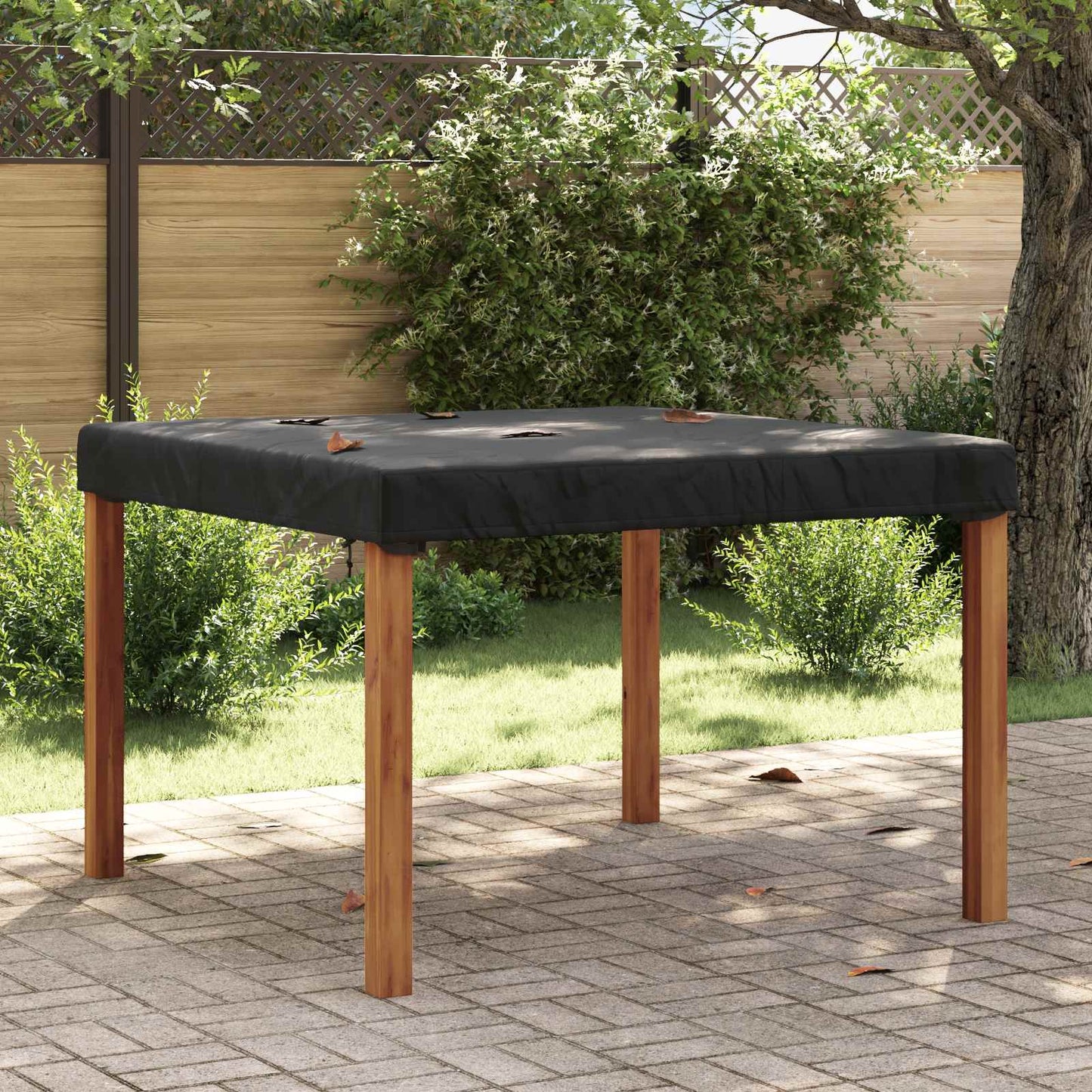 Table Cover Plain Black 122 x 122 x 15 cm Fabric