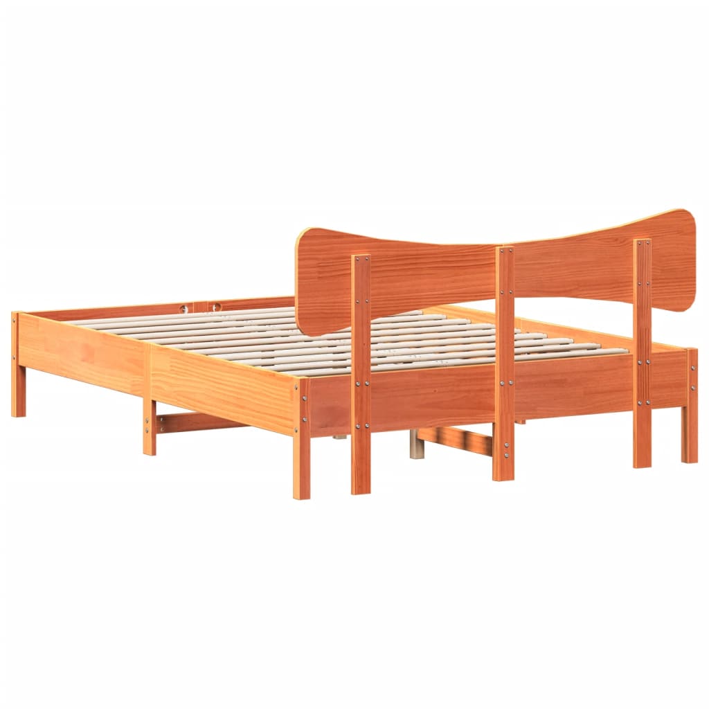 Bed Frame without Mattress Wax Brown 140x190 cm Solid Wood Pine