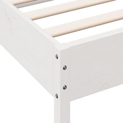 Bed Frame without Mattress White 135x190 cm Double Solid Wood Pine