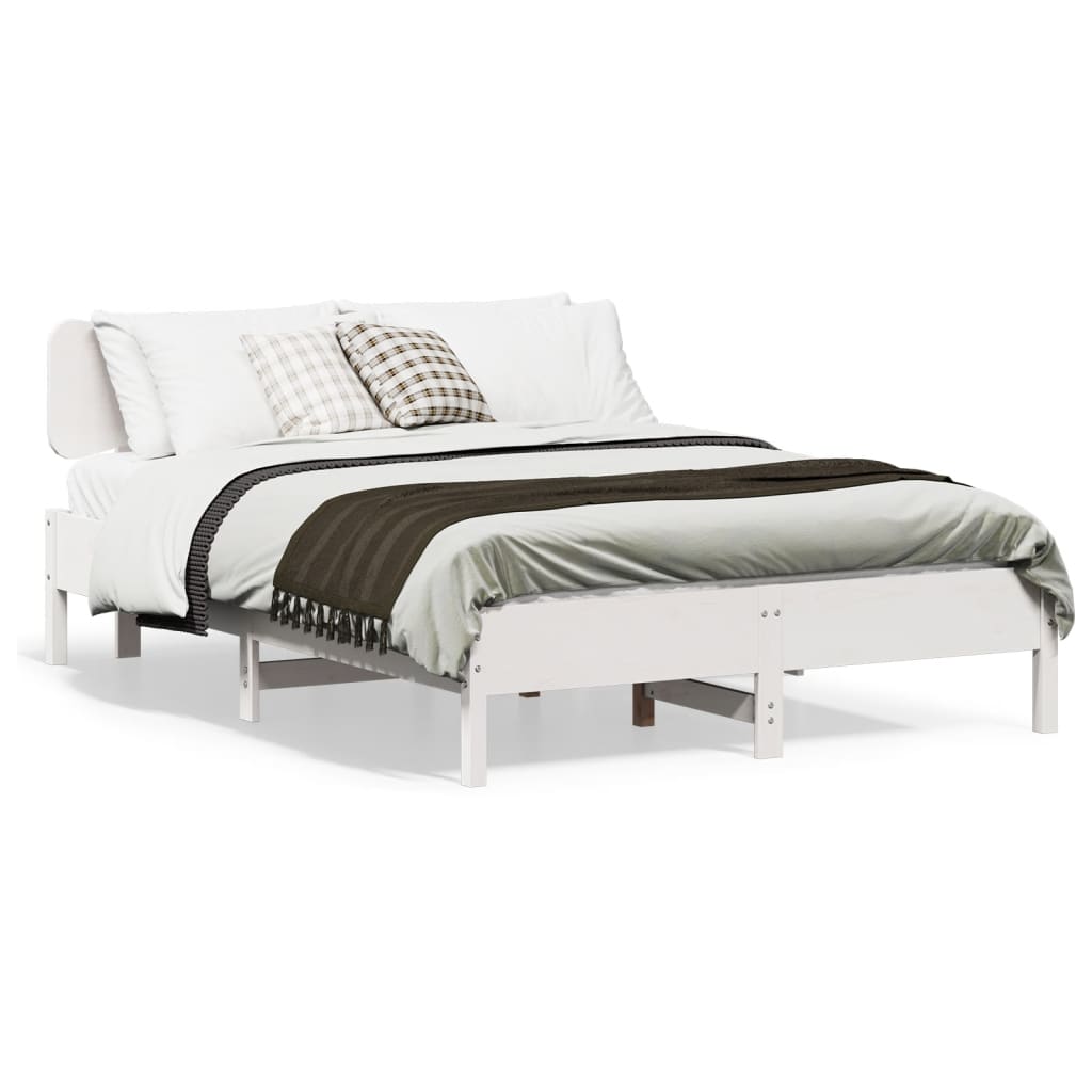 Bed Frame without Mattress White 135x190 cm Double Solid Wood Pine