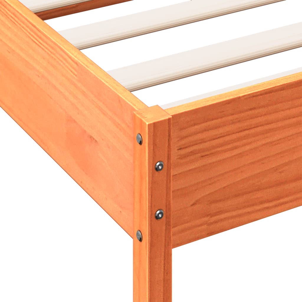 Bed Frame without Mattress Wax Brown 120x190 cm Small Double Solid Wood Pine