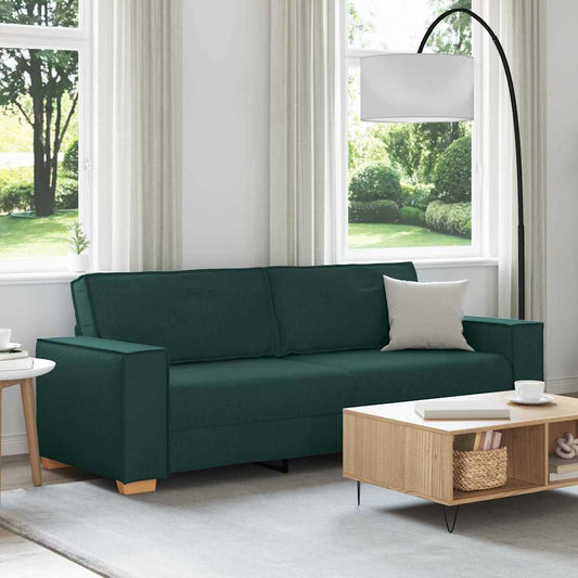 3-Seater Sofa with Cushion Dark green 220 x 78 x 84 cm Fabric