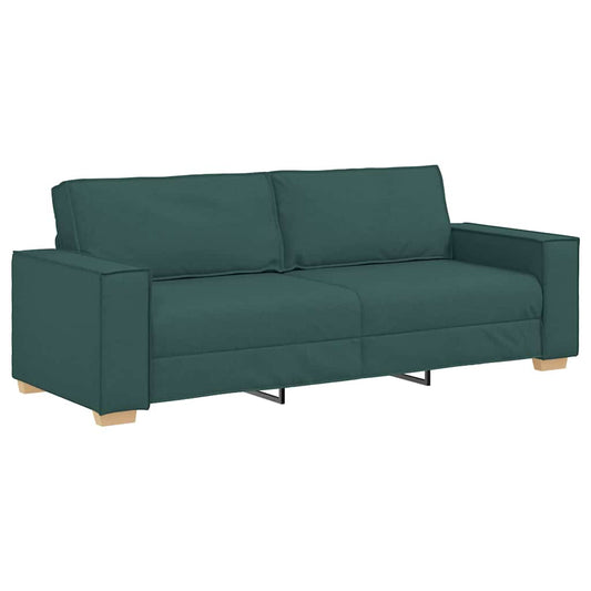 3-Seater Sofa with Cushion Dark green 220 x 78 x 84 cm Fabric