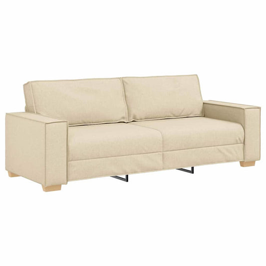 3-Seater Sofa with Cushion Cream 220 x 78 x 84 cm Fabric