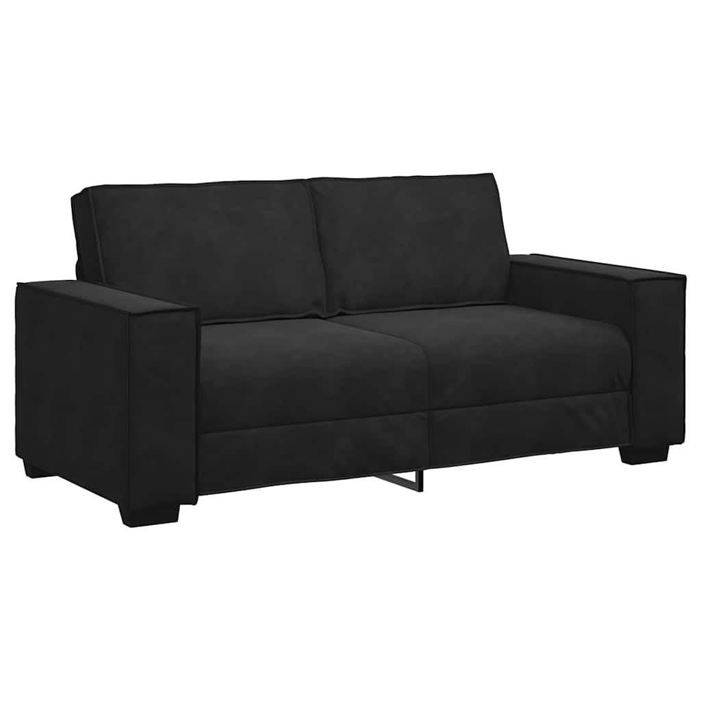 2-seater Sofa Black Velvet, Metal, Plywood, Solid wood