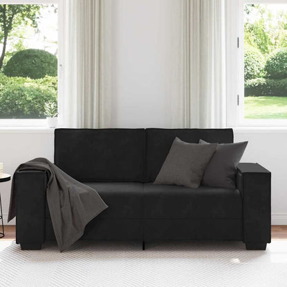 2-seater Sofa Black Velvet, Metal, Plywood, Solid wood