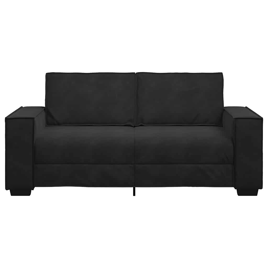 2-seater Sofa Black Velvet, Metal, Plywood, Solid wood