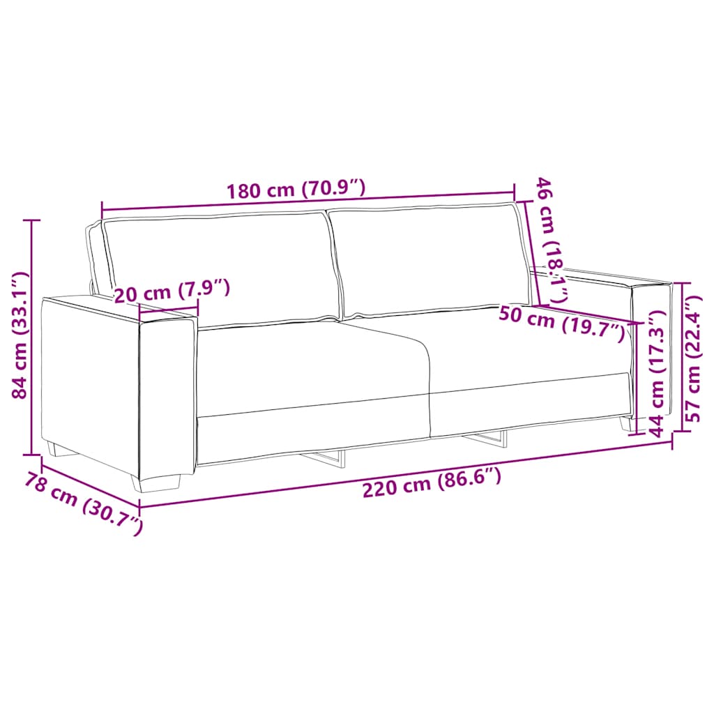 3-Seater Sofa Black 86.6"x30.7"x33.1" Velvet