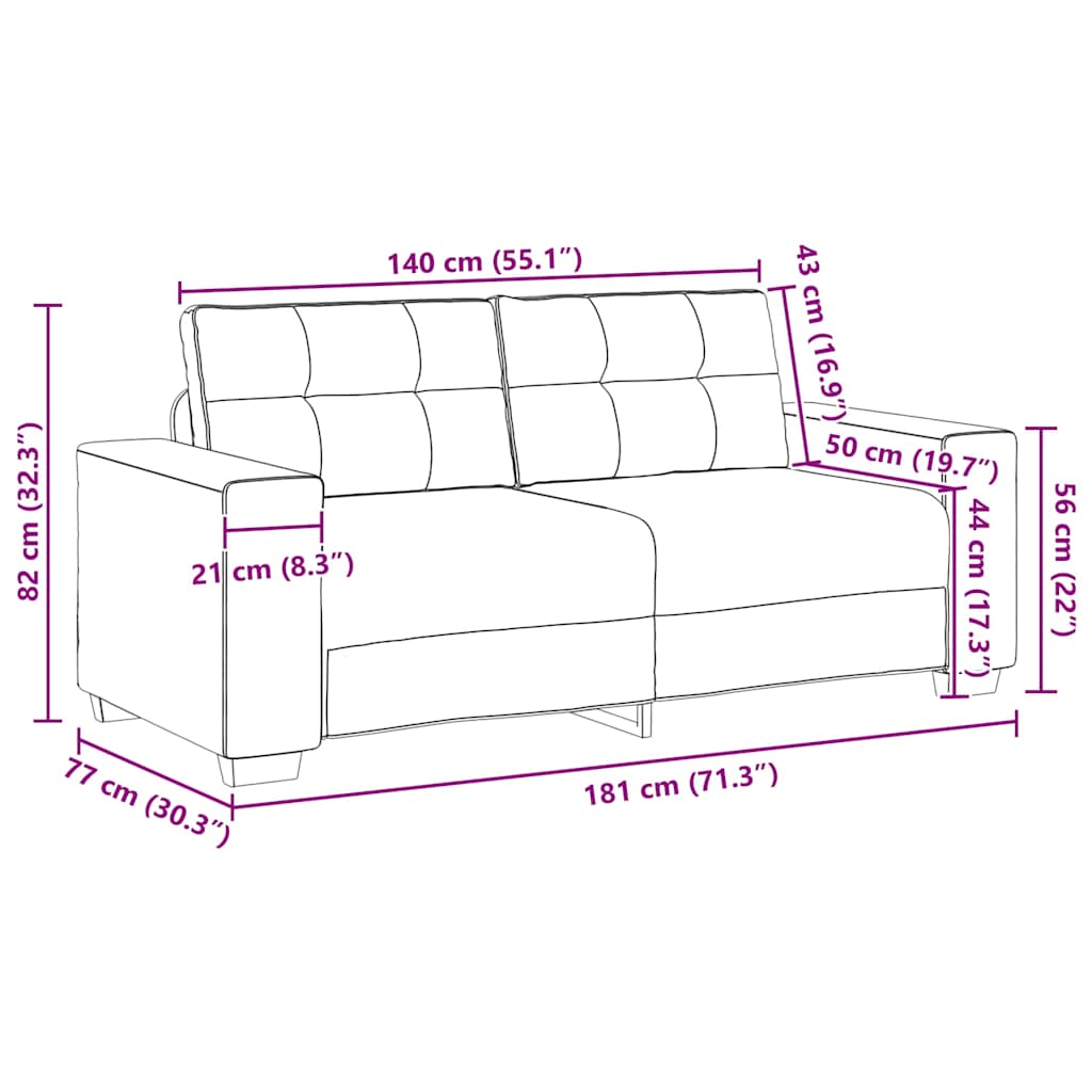 Loveseat Sofa Dark Gray 70.9"x30.3"x32.3" Fabric