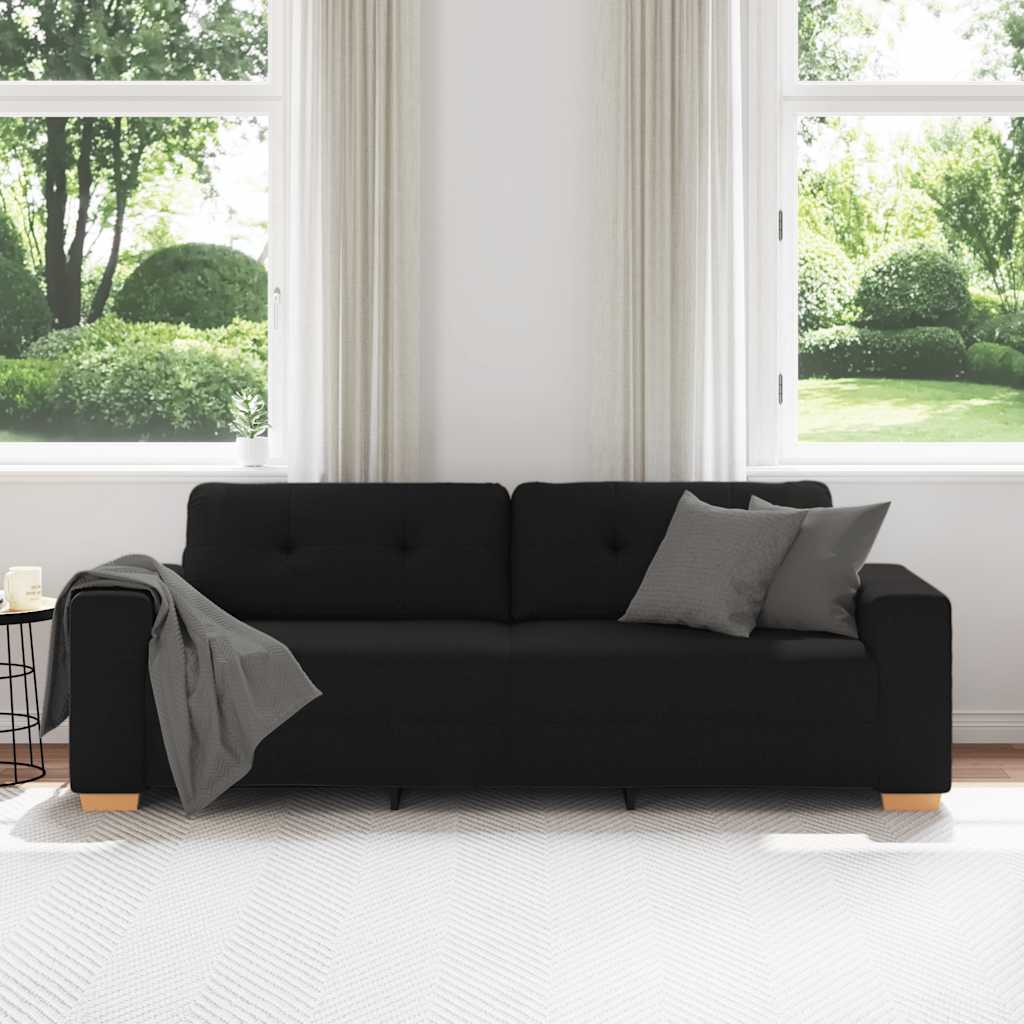 3-Seater Sofa Black 86.6x30.7x31.5" Fabric
