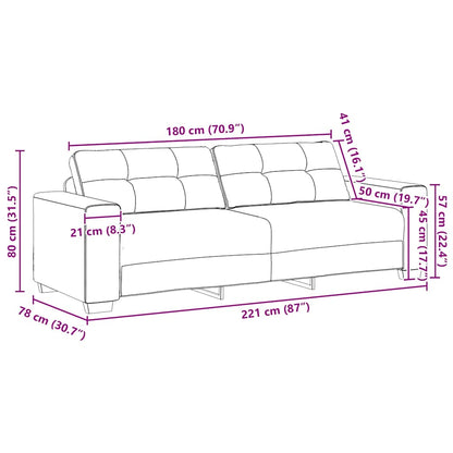 3-Seater Sofa Black 86.6x30.7x31.5" Fabric