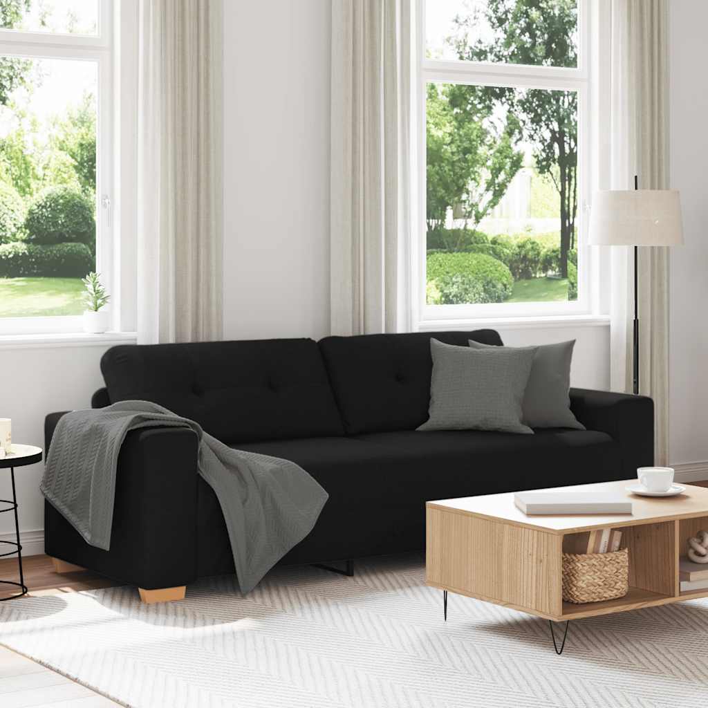 3-Seater Sofa Black 86.6x30.7x31.5" Fabric