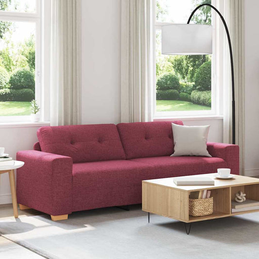 3-Seater Sofa with Cushion Wine red Fabric