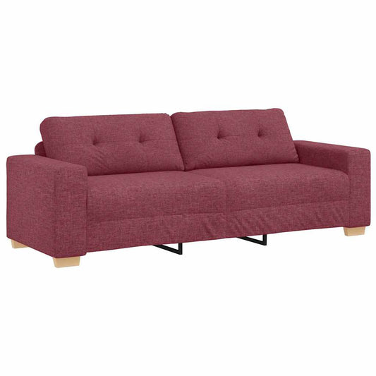 3-Seater Sofa with Cushion Wine red Fabric