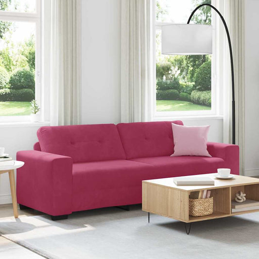 3-Seater Sofa with Cushion Wine red Velvet