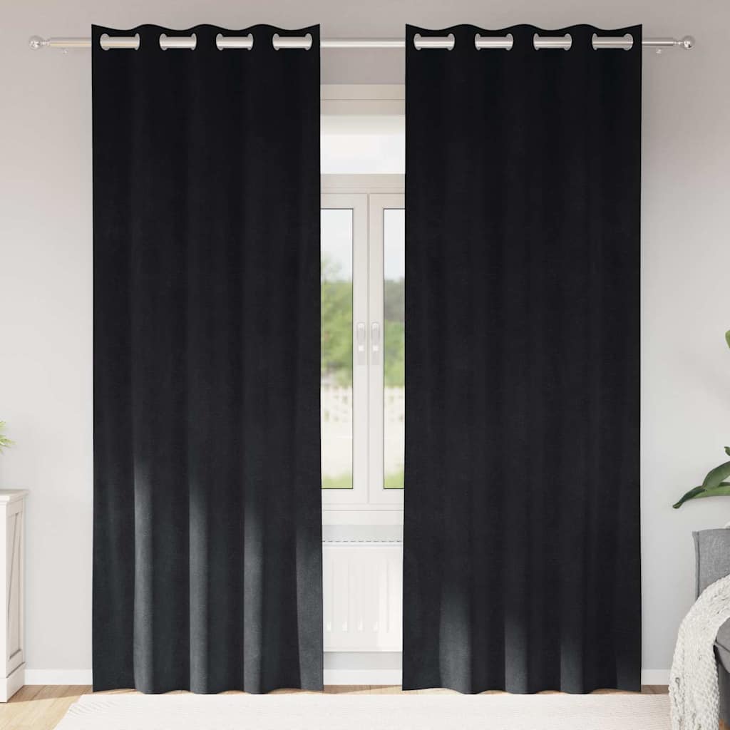 Blackout Curtains 2 pcs Black 140 x 225 cm Velvet