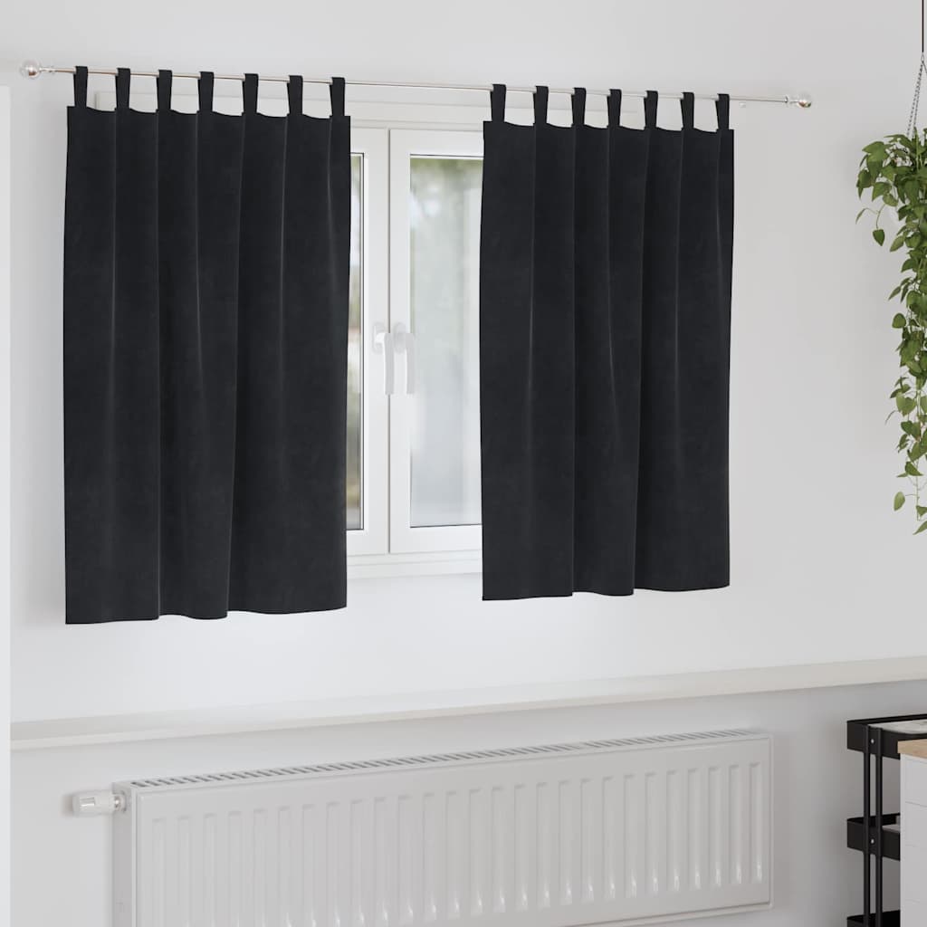 Blackout Curtains 2 pcs Black 140 x 140 cm Velvet