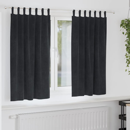 Curtains 2 pcs Black 140 x 175 cm Velvet