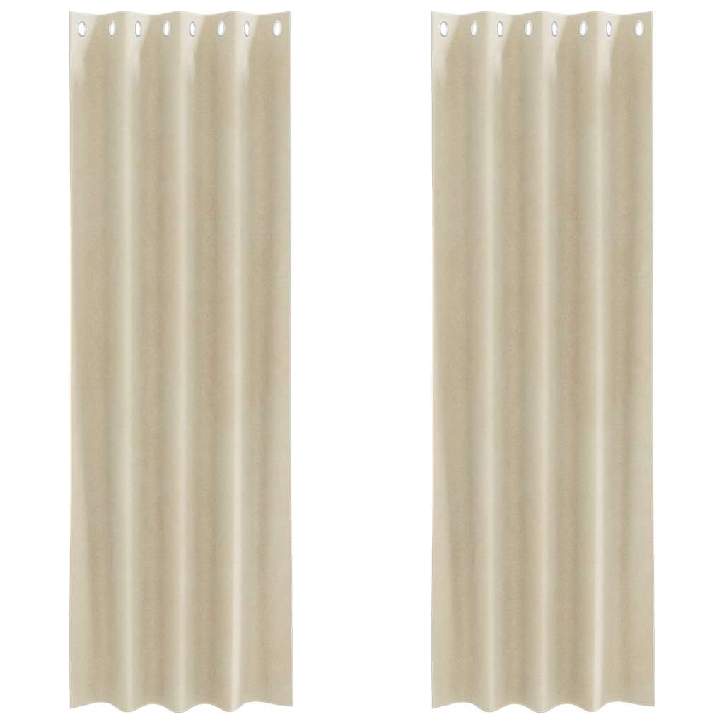 Blackout Curtains 2 pcs Cream 140 x 260 cm Velvet