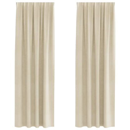 Blackout Curtains 2 pcs Cream 140 x 225 cm Velvet