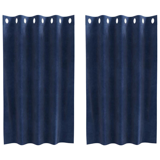 Curtains 2 pcs Dark Blue 140 x 140 cm Velvet