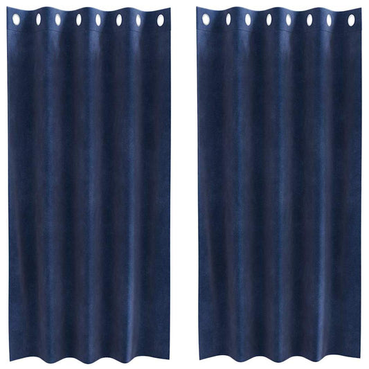 Curtains 2 pcs Dark Blue 140 x 175 cm Velvet