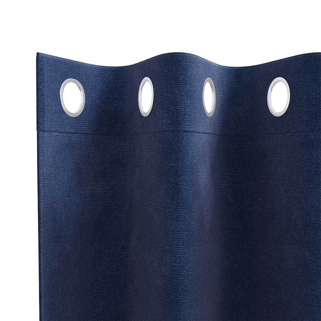 Blackout Curtains 2 pcs Dark Blue 140 x 245 cm Velvet
