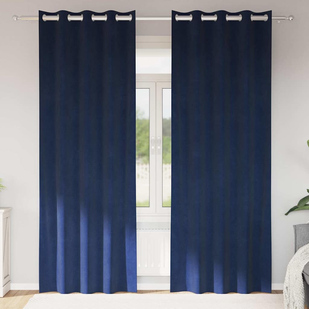 Blackout Curtains 2 pcs Dark Blue 140 x 245 cm Velvet