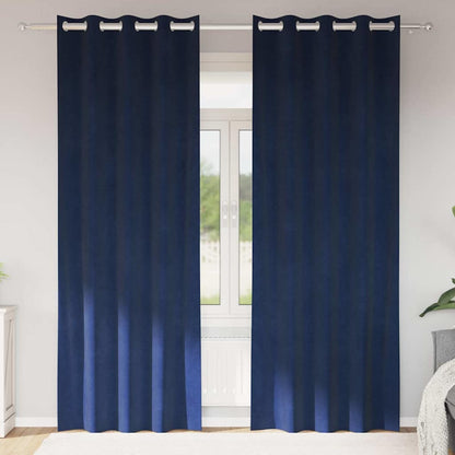 Blackout Curtains 2 pcs Dark Blue 140 x 245 cm Velvet