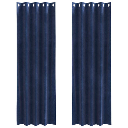 Blackout Curtains 2 pcs Dark Blue 140 x 260 cm Velvet