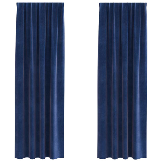 Curtains 2 pcs Dark Blue 140 x 225 cm Velvet