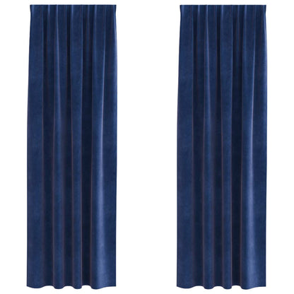 Blackout Curtains 2 pcs Dark Blue 140 x 260 cm Velvet