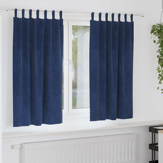 Curtains 2 pcs Dark Blue 140 x 175 cm Velvet