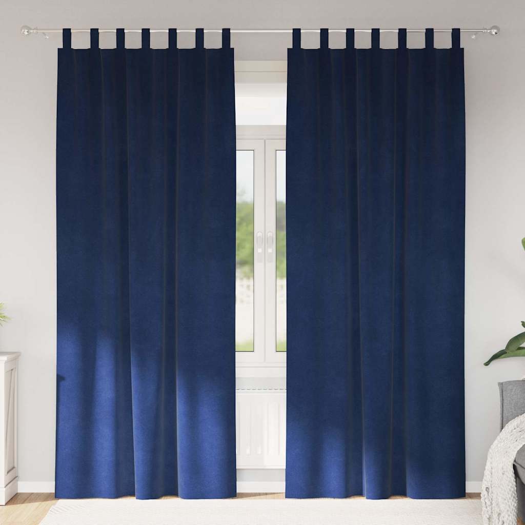 Blackout Curtains 2 pcs Dark Blue 140 x 225 cm Velvet