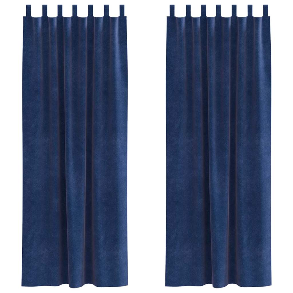 Blackout Curtains 2 pcs Dark Blue 140 x 225 cm Velvet