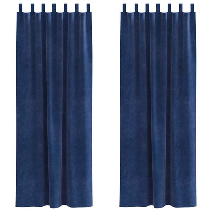 Blackout Curtains 2 pcs Dark Blue 140 x 260 cm Velvet
