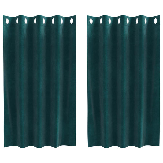 Curtains 2 pcs Dark Green 140 x 140 cm Velvet