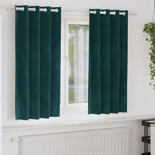Curtains 2 pcs Dark Green 140 x 175 cm Velvet
