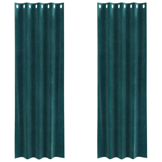 Curtains 2 pcs Dark Green 140 x 225 cm Velvet